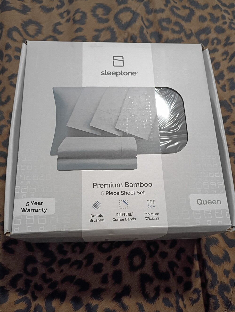 Sleeptone Bamboo 6 Piece Sheet Set- Gray- Queen